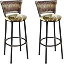 Ver imagem 1 de Kit 2 Banquetas Alta Preta Junco Capuccino com Assento Floral Marrom Fortmix