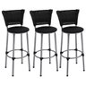 Kit 3 Banquetas Alta Prata Junco Preto com Assento Preto Fortmix - 1