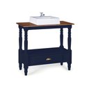 Ver imagem 1 de Bancada Aparador para Banheiro com Cuba 1 Gaveta Dália 3063 Linz Móveis - Azul Petróleo/imbuia Glaze