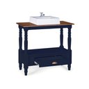 Ver imagem 2 de Bancada Aparador para Banheiro com Cuba 1 Gaveta Dália 3063 Linz Móveis - Azul Petróleo/imbuia Glaze