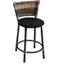 Ver imagem 2 de Kit 3 Banquetas Baixa Preta Junco Capuccino com Assento Marrom Fortmix