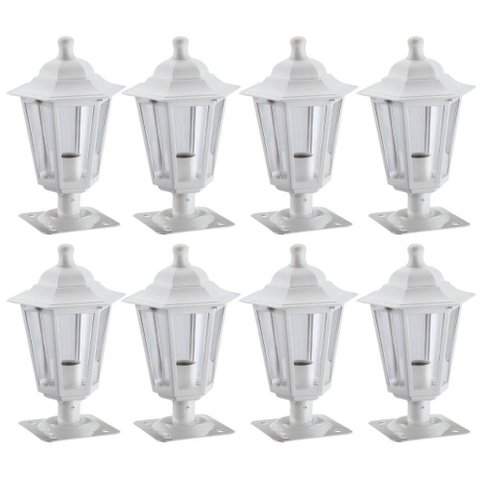 Kit 8 Balizadores Jardim Muro Luminária Externa Grega Dital 31cm Clássico Branco