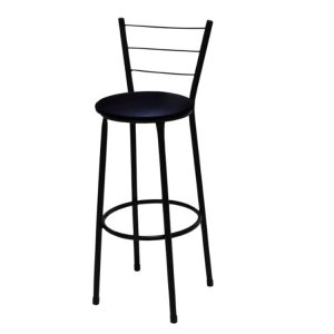 Banqueta Alta Preta com Assento Preto Fortmix