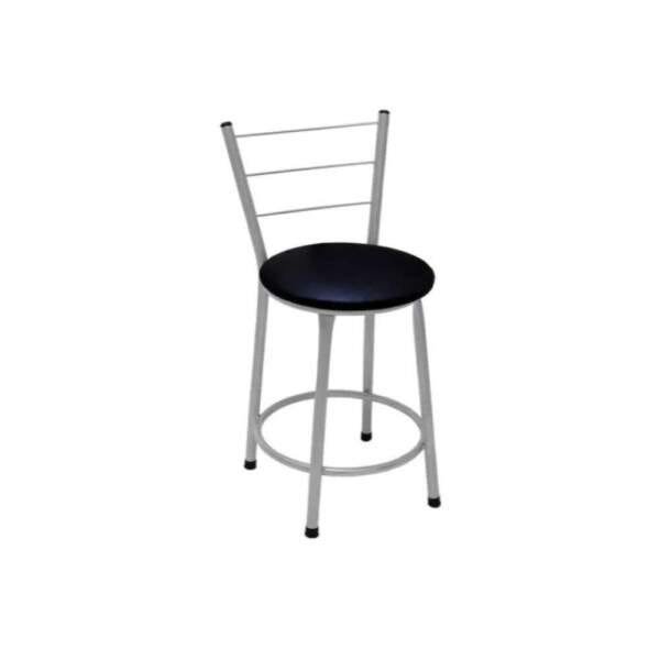 Banqueta Baixa Prata com Assento Preto Fortmix - 1