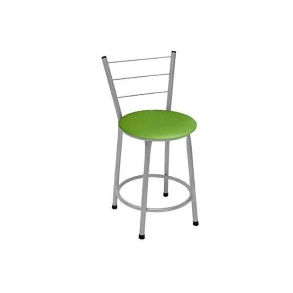 Banqueta Baixa Prata com Assento Verde Fortmix - 1
