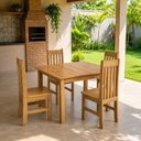 Ver imagem 1 de Conjunto Mesa 120cm Retangular e 4 Cadeiras de Madeira Maciça para Área Gourmet Monza
