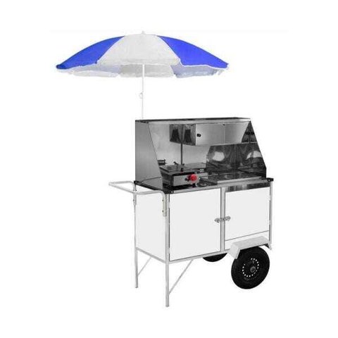 Carrinho de Hot Dog + Lanche Luxo com Rodas Pneumáticas e Guarda-Sol - Cefaz