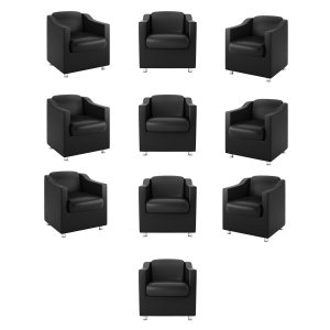 Kit 10 Poltronas Tilla Courino Preto Consultorio Recepção Cor:Courino Preta