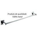 Ver imagem 3 de Toalheiro Barra Simples 60cm Cromado Quadrado Aço Inox