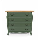 Ver imagem 1 de Cômoda Bombê 4 Gavetas Estilo Clássico - Verde Militar/amadeirado