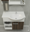 Ver imagem 4 de Kit Gabinete 100% Mdf Cuba e Espelheira 60cm para Banheiro:branco/rustico