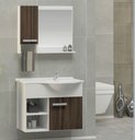 Ver imagem 1 de Kit Gabinete 100% Mdf Cuba e Espelheira 60cm para Banheiro:branco/rustico