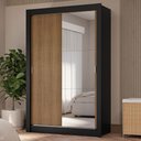 Ver imagem 1 de Guarda-roupa Solteiro 2 Portas de Correr com Espelho 4 Gavetas Preto/rustic Vivare Plus Madesa Preto