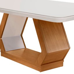 Mesa Sala de Jantar Lara 180cm Em MDF e Vidro Com Canto Copo - 2