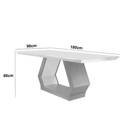 Mesa Sala de Jantar Lara 180cm Em MDF e Vidro Com Canto Copo - 3