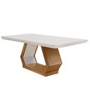Ver imagem 1 de Mesa Sala de Jantar Lara 180cm Em MDF e Vidro Com Canto Copo