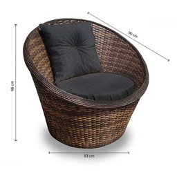 Conjunto de Poltronas Fibra Sintética Bola - 2 Poltronas + 1 Mesa Centro - Tecido Duna Preto - 2
