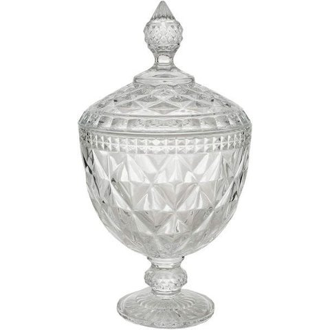 Potiche / Bomboniere com Pé de Cristal Diamond 15 x 28 cm | Casa Del Grande