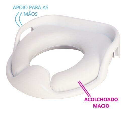 Assento Redutor Vaso Sanitário Infantil Acolchoado Com Alça - Branco - 2
