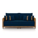 Ver imagem 2 de Sofá Montecarlo 2 Lugares 192cm Veludo/pu Azul/caramelo