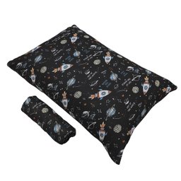 Jogo de Cama Solteiro Portallar Malha Misto Estampado Space Fun 2 Pçs com Elástico Preto - 3