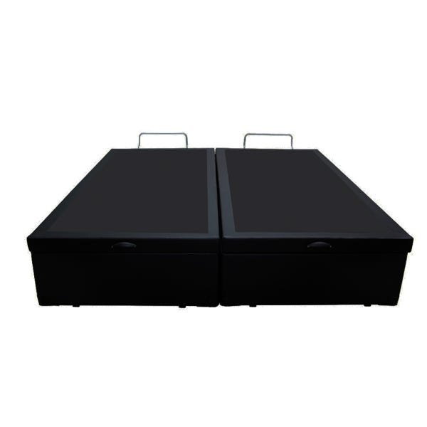 Base Box Baú Casal Bipartido A Colchões Sintético Preto 49x138x188 - 4