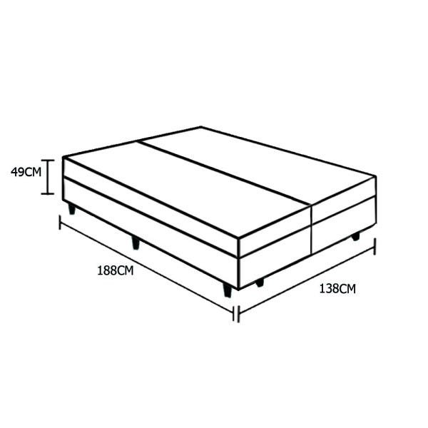 Base Box Baú Casal Bipartido A Colchões Suede Bege 49x138x188 - 4
