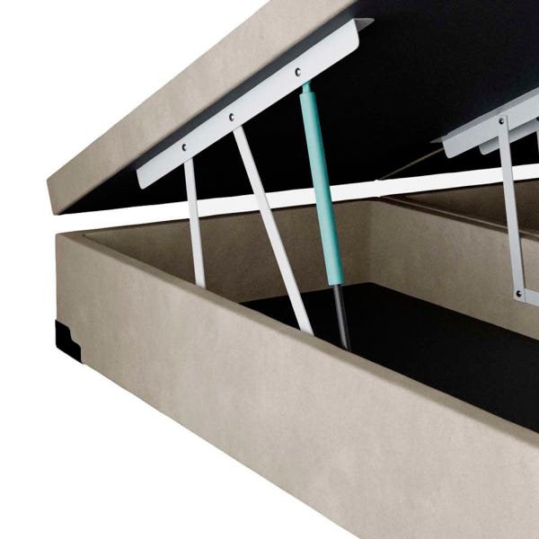 Base Box Baú Casal Bipartido A Colchões Suede Bege 49x138x188 - 2