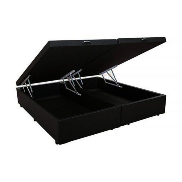 Base Box Baú Queen Bipartido A Colchões Suede Preto 49x158x198 - 1