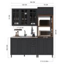 Ver imagem 3 de Cozinha Modulada 3 Peças Torre Quente Balcão e Armário Aéreo com Vidro 100% MDF Bari