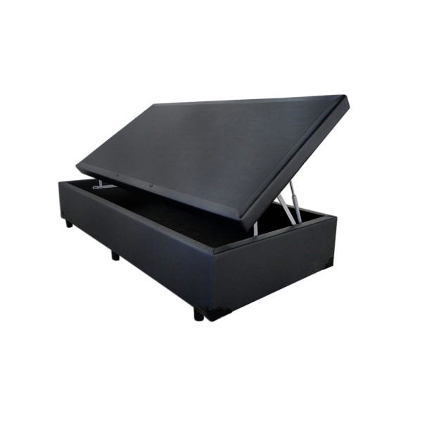 Base Box Baú Solteiro A Colchões Sintético Preto 49x88x188 - 2