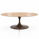 Ver imagem 1 de Mesa de Jantar Saarinen Oval 180x100 cm Tampo Mármore Travertino Base Laca Marrom Cacau