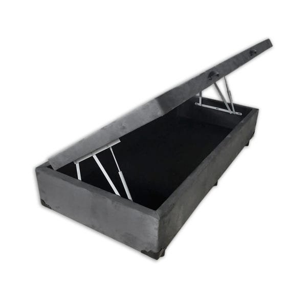 Base Box Baú Solteiro A Colchões Suede Cinza 49x88x188 - 1