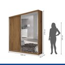 Ver imagem 5 de Guarda Roupa Solteiro 2 Portas de Correr 2 Gavetas e 3 Espelhos Salvador Plus Minastex