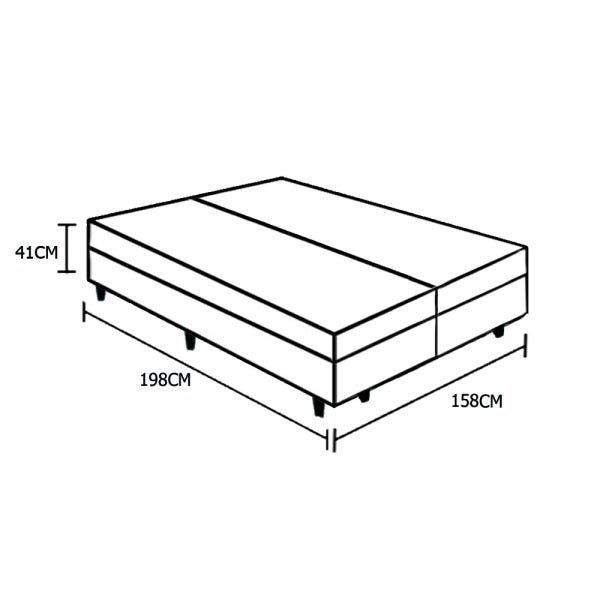 Base Box Baú Queen Bipartido A Colchões Sintético Bege 41x158x198 - 3
