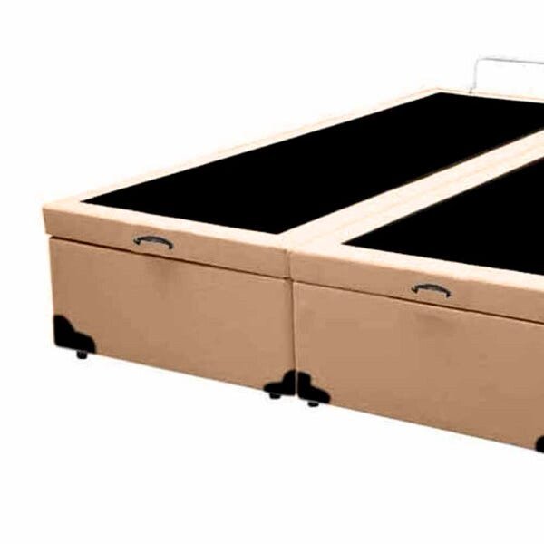 Base Box Baú Queen Bipartido A Colchões Sintético Bege 41x158x198 - 2