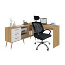 Ver imagem 2 de Conjunto Escritório com Mesa em L 3 Gavetas e Cadeira Giratória Multimóveis MCR6115 Madeirado/Bco