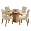 Ver imagem 3 de Conjunto Sala de Jantar Madesa Brenda Mesa Tampo de Vidro com 4 Cadeiras - Rustic/crema/imperial