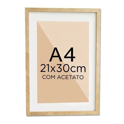 Moldura Quadro Tradicional com Acetato e Paspatur para Foto A4 21x30cm