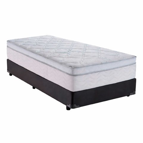 Cama Box Solteiro 88 Sintético Preto com Colchão Toronto Molas Ensacadas Branco D33 32cm