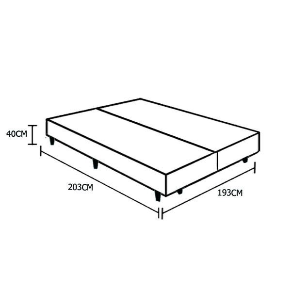 Base Box King Bipartido A Colchões Sintético Preto 40x193x203 - 3
