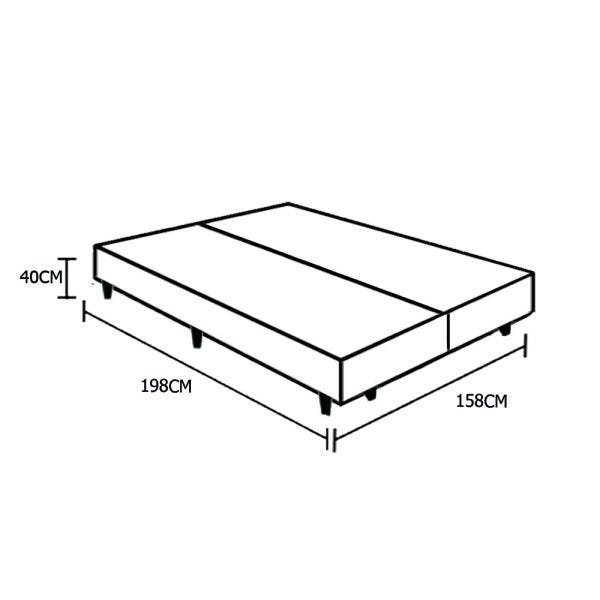 Base Box Queen Bipartido A Colchões Sintético Preto 40x158x198 - 3