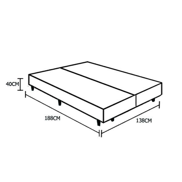 Base Box Casal Bipartido A Colchões Sintético Preto 40x138x188 - 3