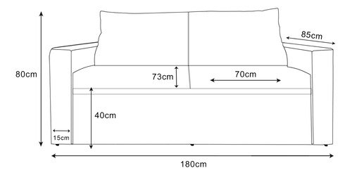 Estofados Sofá 2 Lugares Linho 1.80m para Sala  Cinza Grafite Bz Decor - 4