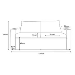 Estofados Sofá 2 Lugares Linho 1.80m para Sala  Cinza Grafite Bz Home Decor - 4