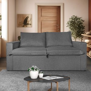 Estofados Sofá 2 Lugares Linho 1.80m para Sala  Cinza Grafite Bz Home Decor