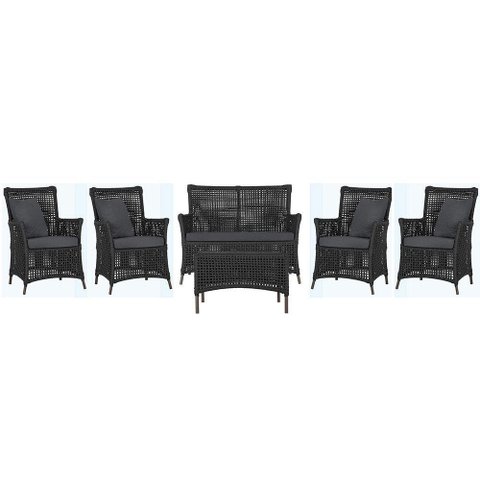Jogo Sofá 4 Poltronas e Mesa Igapó Marrom E11 Trama Original Preto