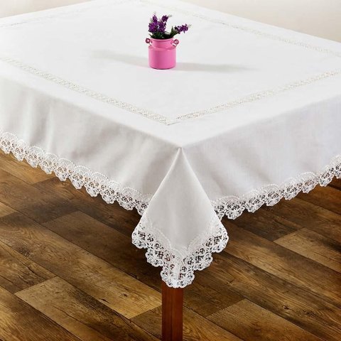 Toalha de Mesa Quadrada 180x180cm 1632 - Rafimex Branca