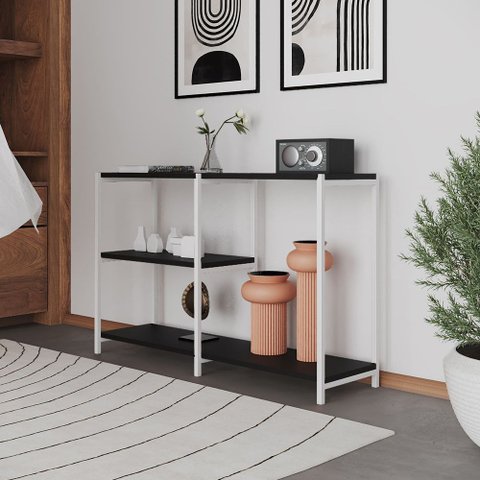 Aparador Industrial Artesania Branco e Preto 120cm
