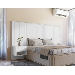 Cabeceira Cama King Painel Ripado C/ Mesa de Cabeceira Flora Casa D Branco - 2